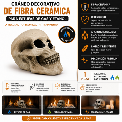 Calabera Cerámica para Chimeneas y Estufas de Gas | Modelo SUN-LMZ023