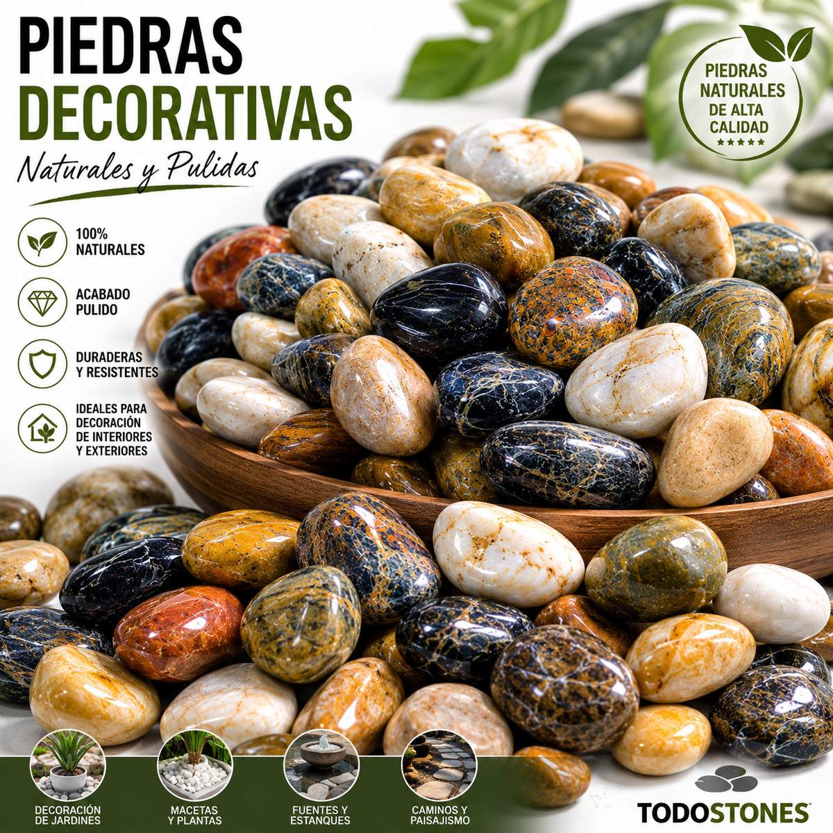 Piedras colores variados alto pulido