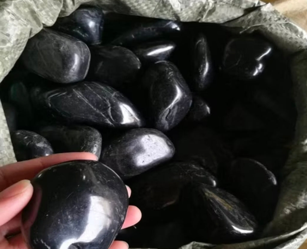 Piedras Negras Decorativas high polish 60-100 mm | Para Jardín Interior y Exterior