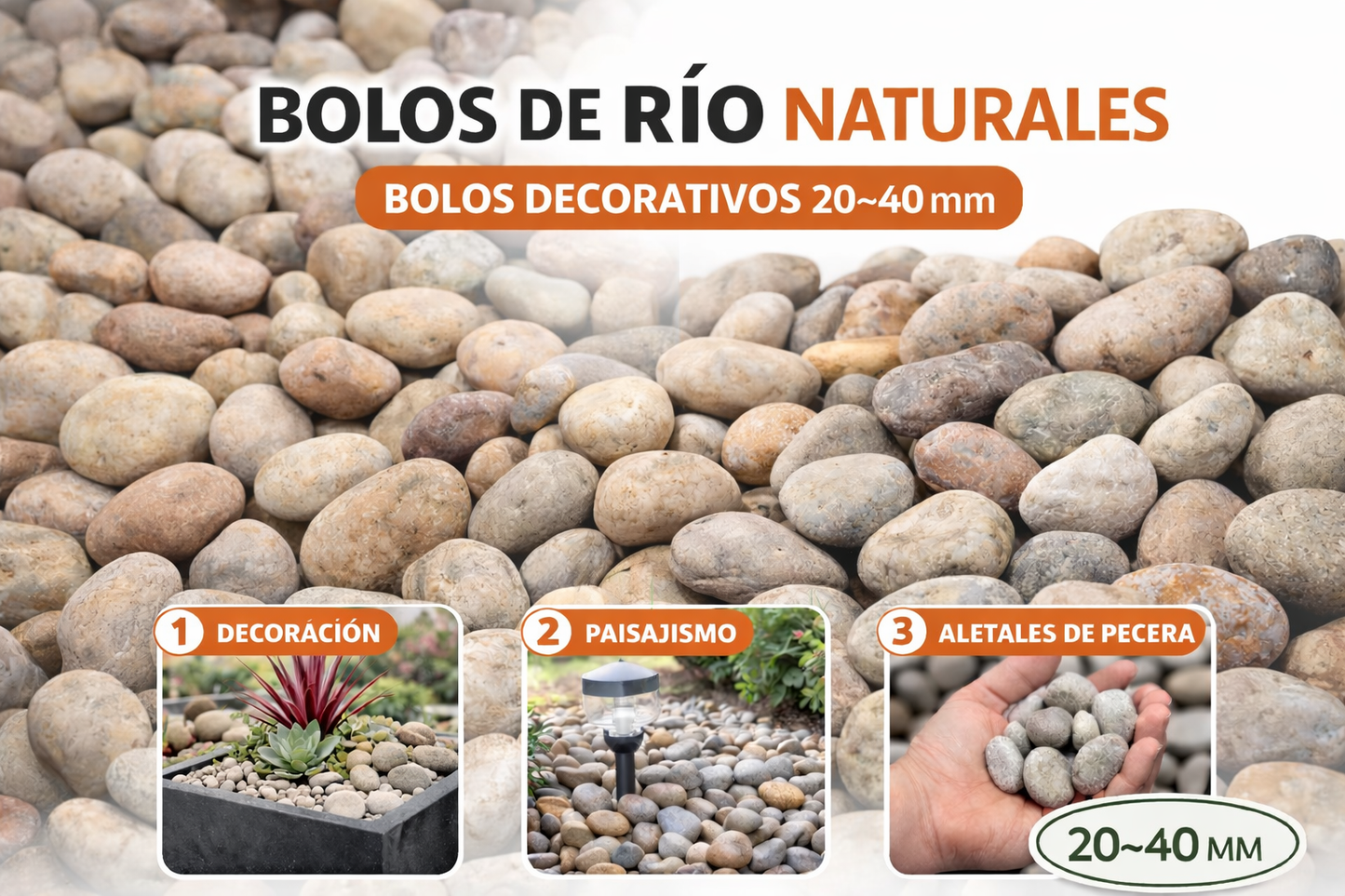 Piedra Río Colores | 40/60 mm Decorativa Multicolor para Jardín, estanques y Macetas